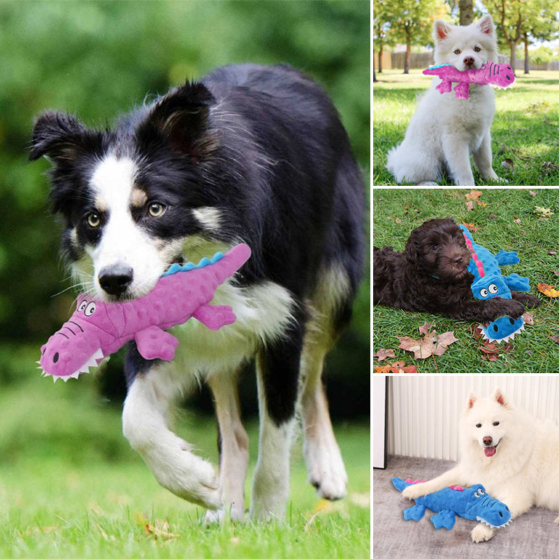 Pet plush toy sounding crocodile