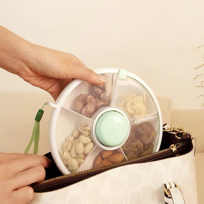 Carryable rotating snack plate with lid