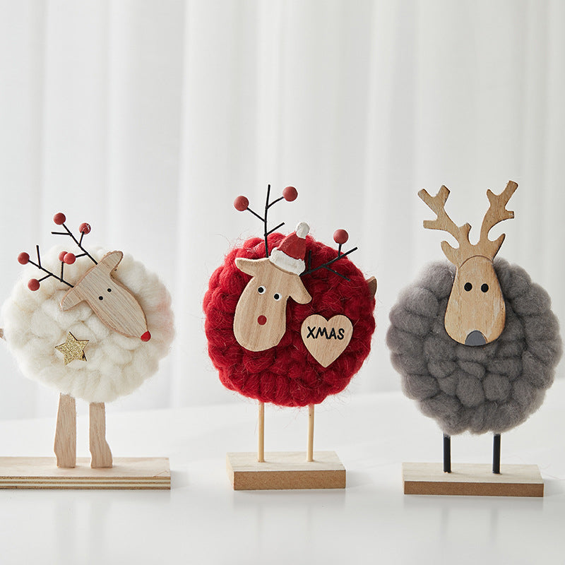 Christmas Wood Felt Reindeer Elk Tree Decorations