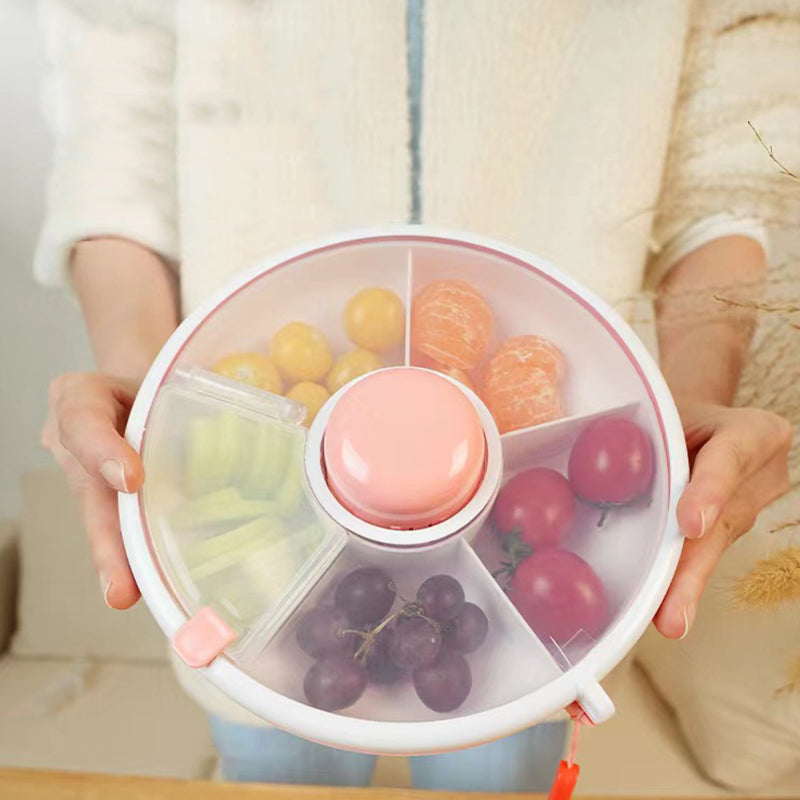 Carryable rotating snack plate with lid