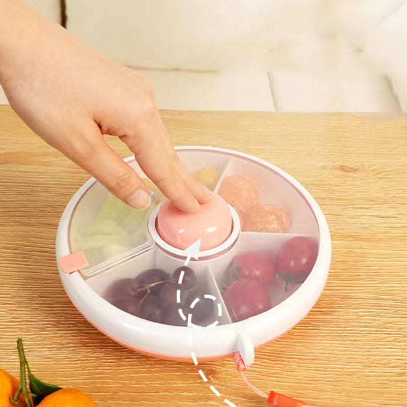 Carryable rotating snack plate with lid