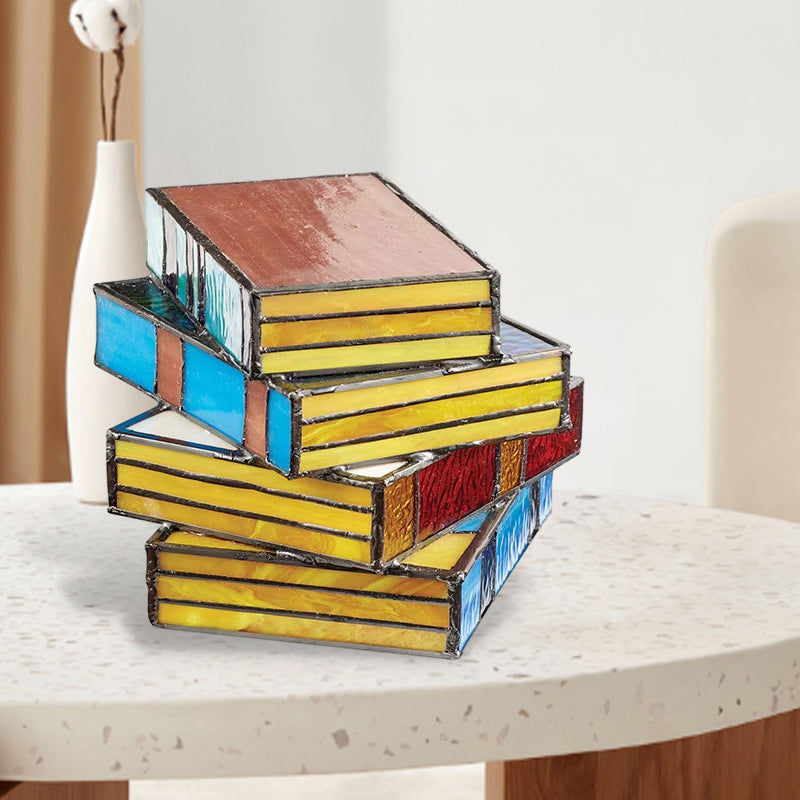 Stained Glass Stacked Books Lamp