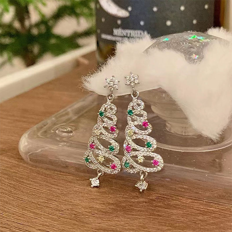 Shiney Christmas tree earrings