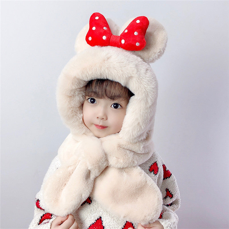 2 in 1 Cute Cartoon Children's Warm Plush Hat