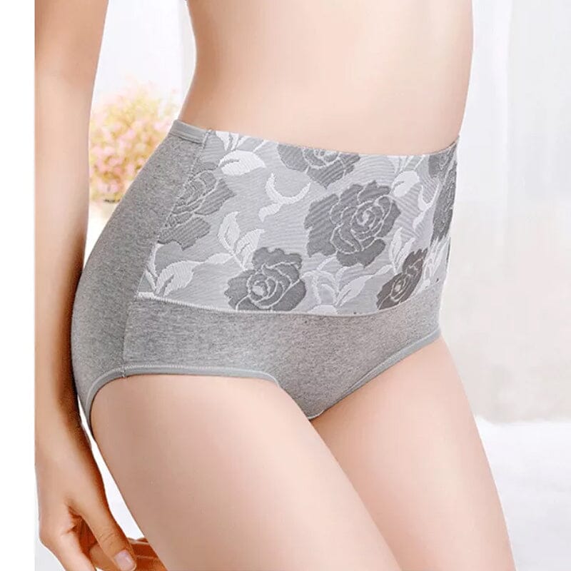 High Waist Cotton Print Flower Briefs