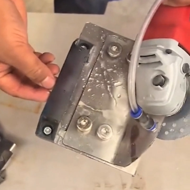 Angle grinder stand for cutting tiles with a 45° bevel