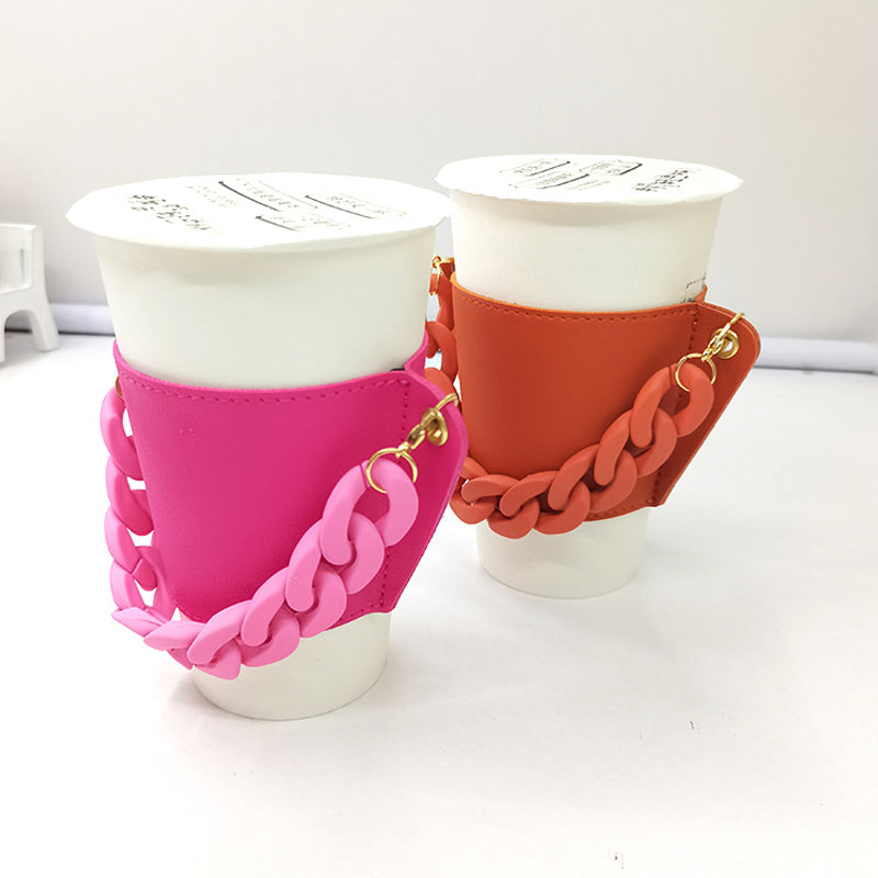 Coffee cup cover with chain