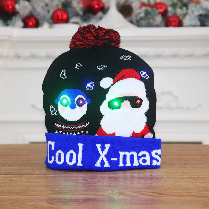 Colorful luminous knitted Christmas hat