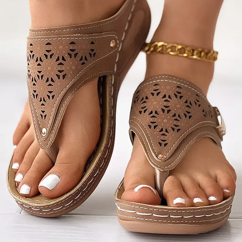 Chunky Sole Cutout Flip Flops