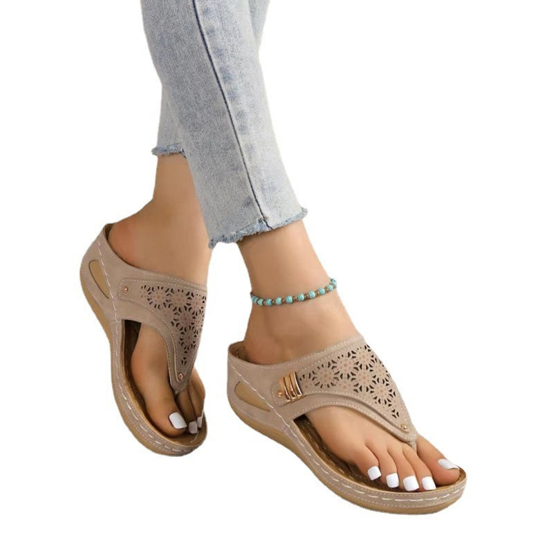 Chunky Sole Cutout Flip Flops