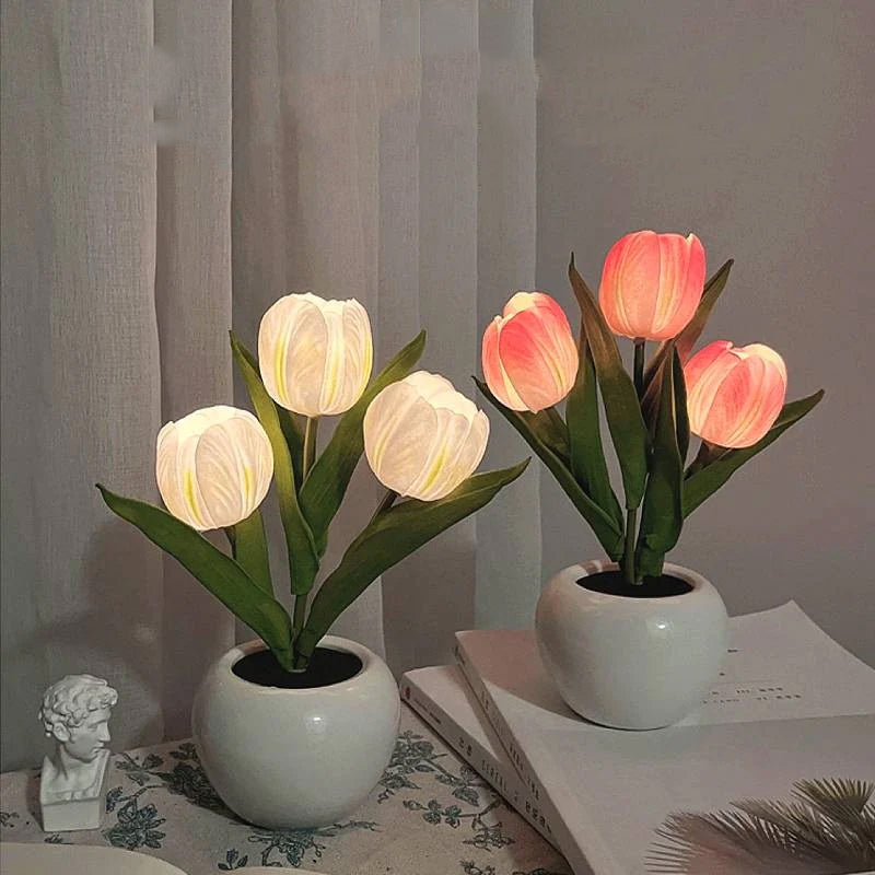 LED Tulip Night Light Flower Table Lamp