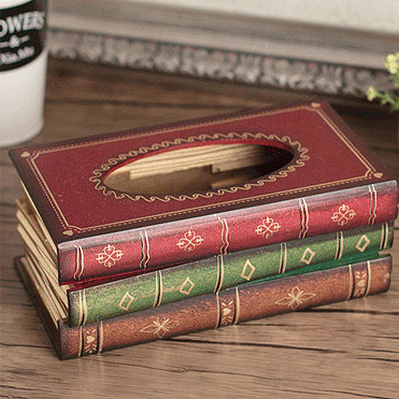 Wooden Book Tissue Box