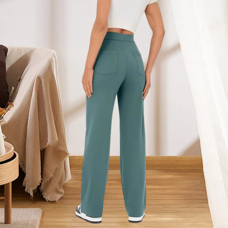 High Waisted Pocket Button Wide Leg Pants