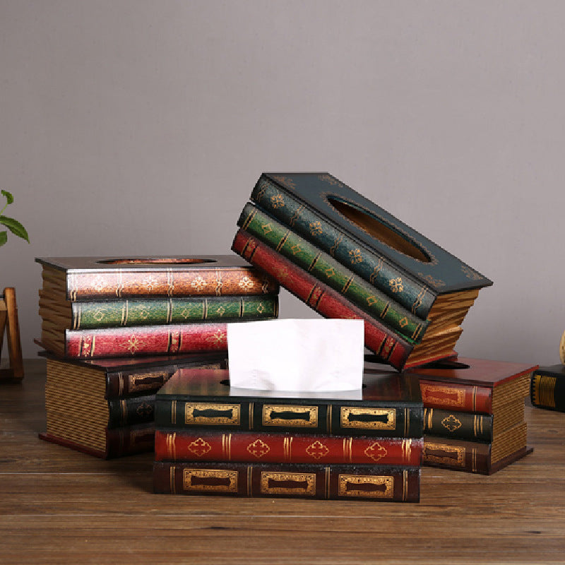 Wooden Book Tissue Box