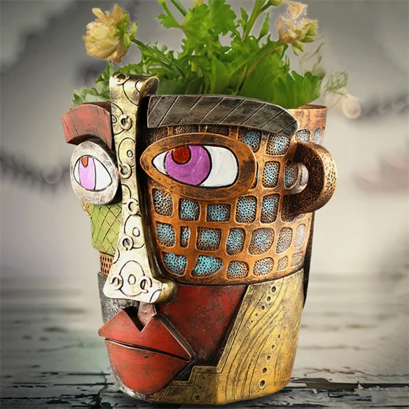 Abstract Beauty Face Flower Pot