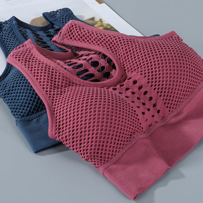 Breathable mesh sports bra