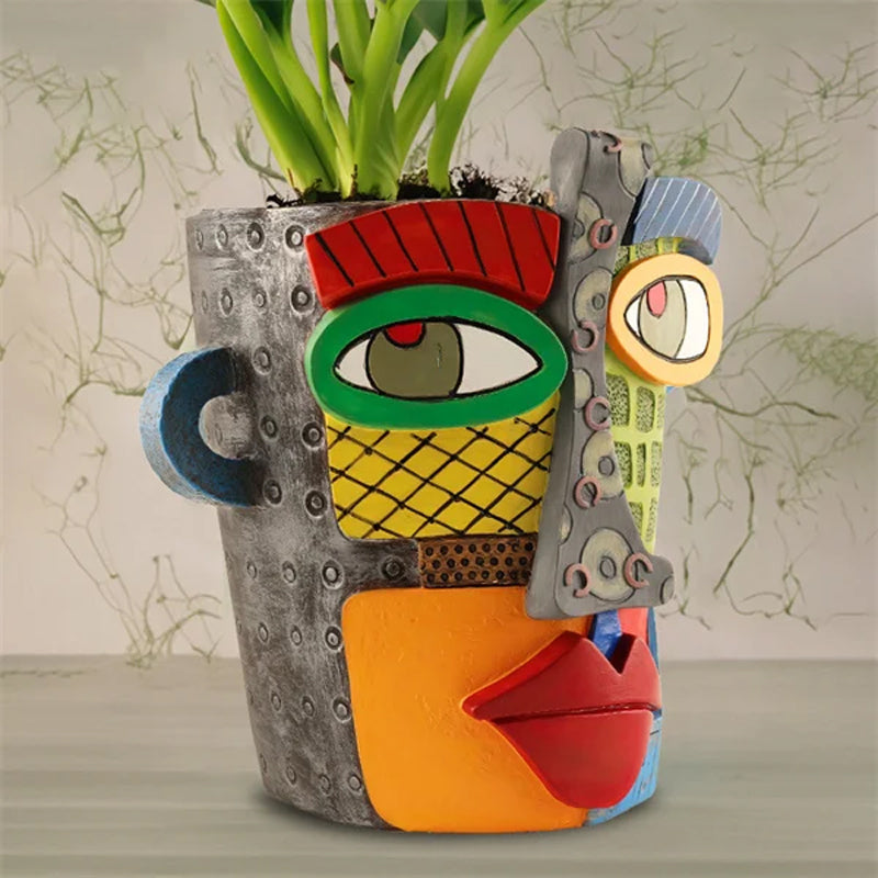 Abstract Beauty Face Flower Pot