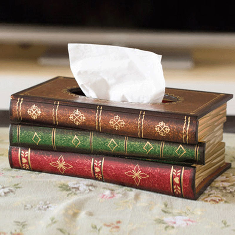 Wooden Book Tissue Box