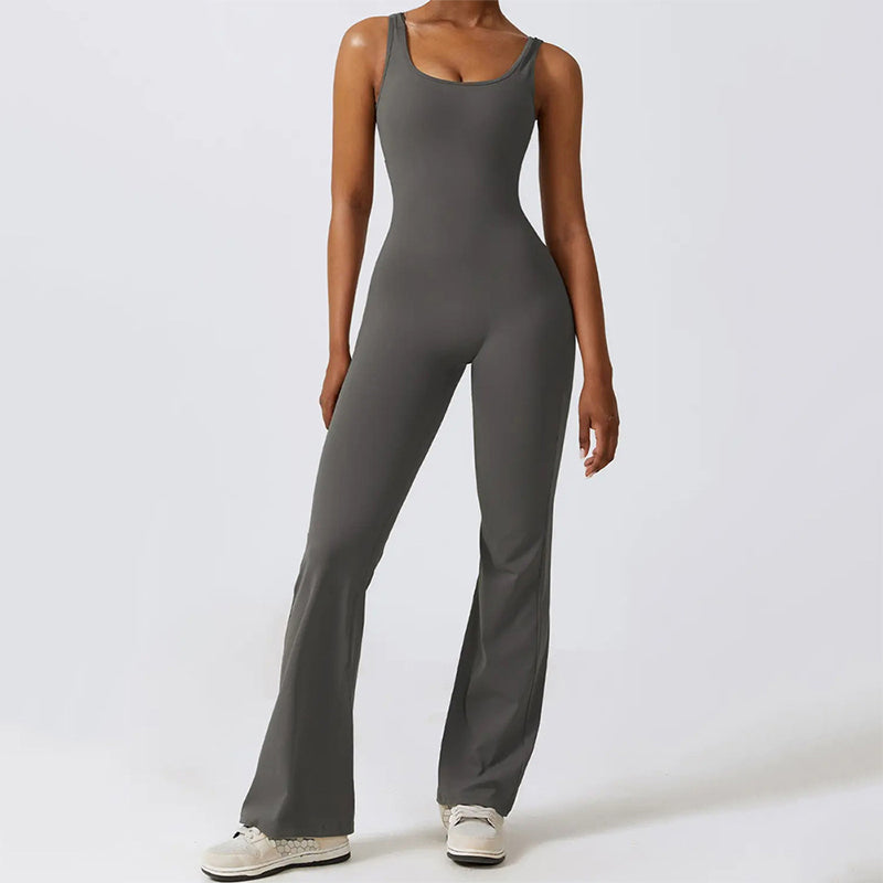 Tight One-piece Yoga Wear V-Back Jumpsuit