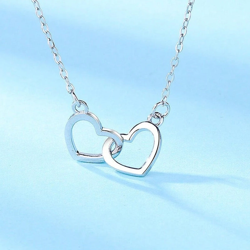 Two Hearts Necklace with rotating rose gift box