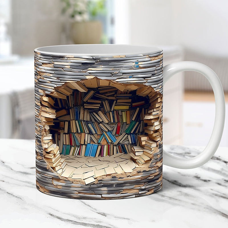 3D Bookshelves Hole In A Wall Mug