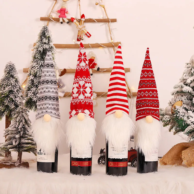 Christmas Faceless Gnome Wine Bottle Covers