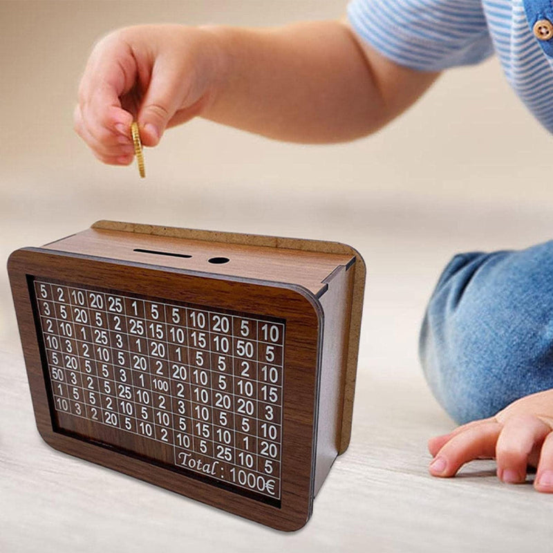 Engraved Wooden Piggy Bank with Counter