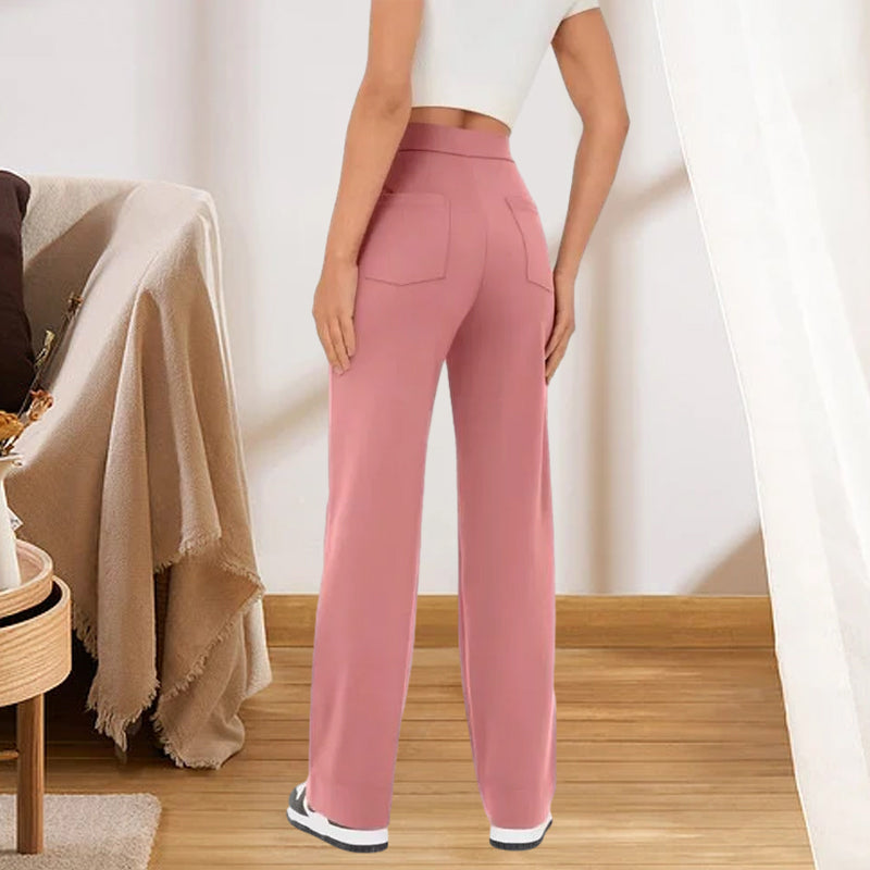 High Waisted Pocket Button Wide Leg Pants