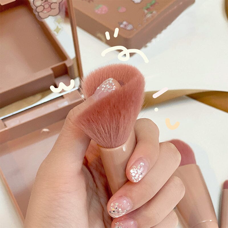 Portable Cosmetic Brush With Mirror