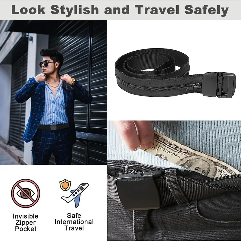 Anti Theft Belt With Hidden Money Pouch