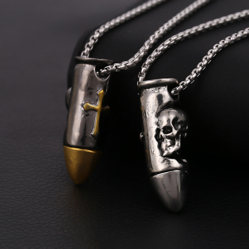 Cross Bullet Skull Necklace