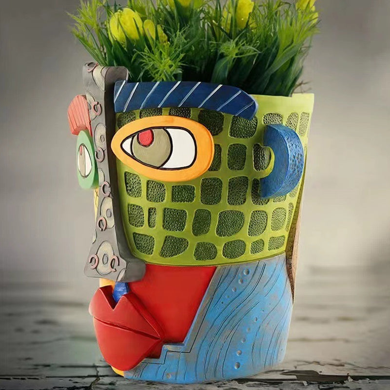 Abstract Beauty Face Flower Pot