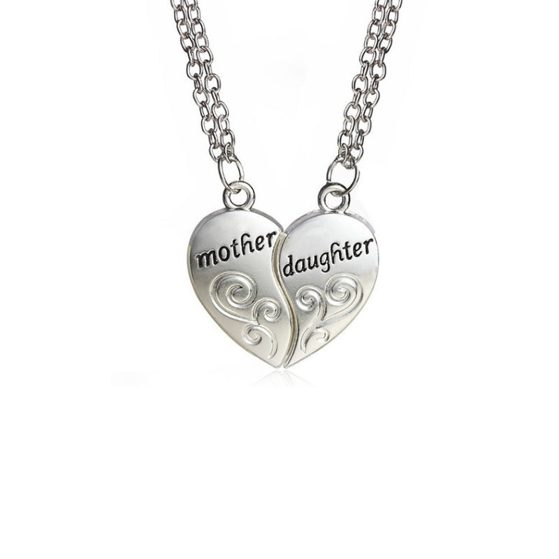 Mother and daughter heart necklace