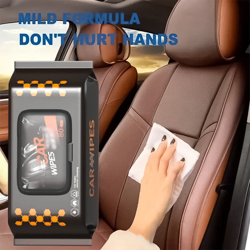 Car interior cleaning and polishing wipes