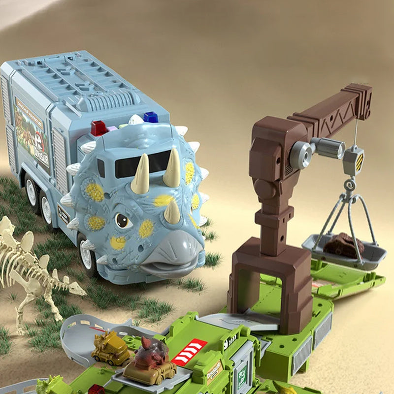 New Dinosaur Transforming Engineering Truck Track Toy Set