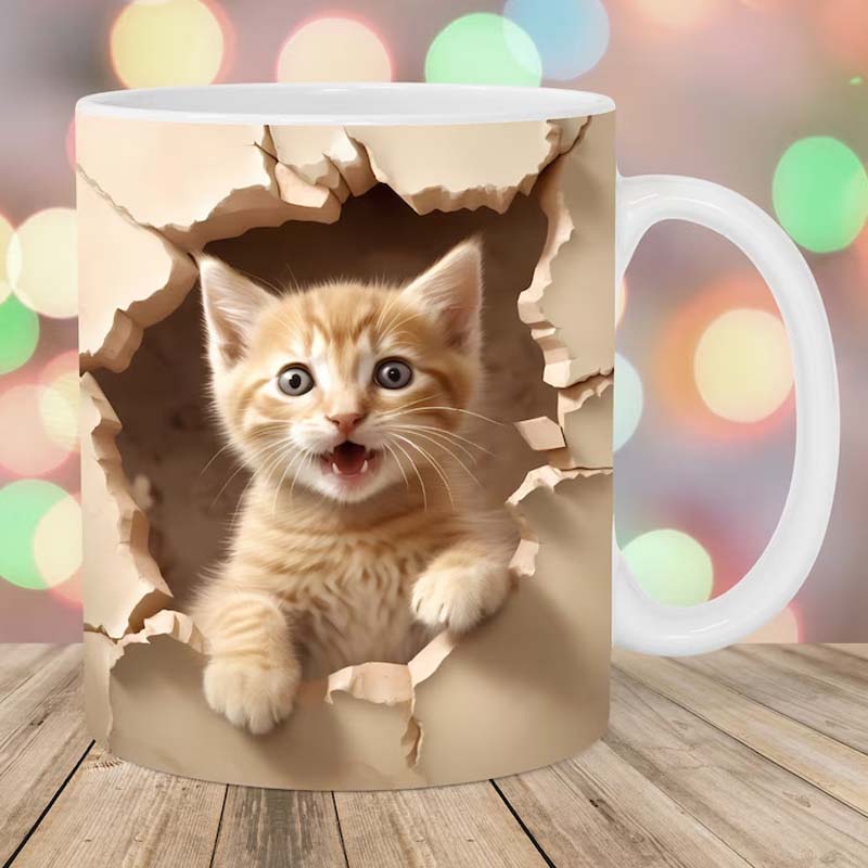 3D Print Kittens Hole In A Wall Mug