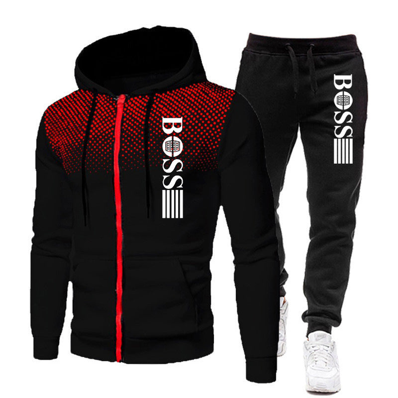 Men's Printed Zip Hoodie Sweatpants Set