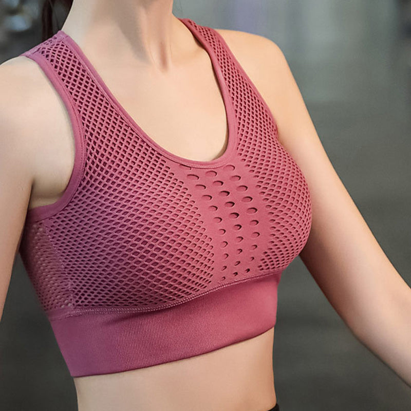 Breathable mesh sports bra