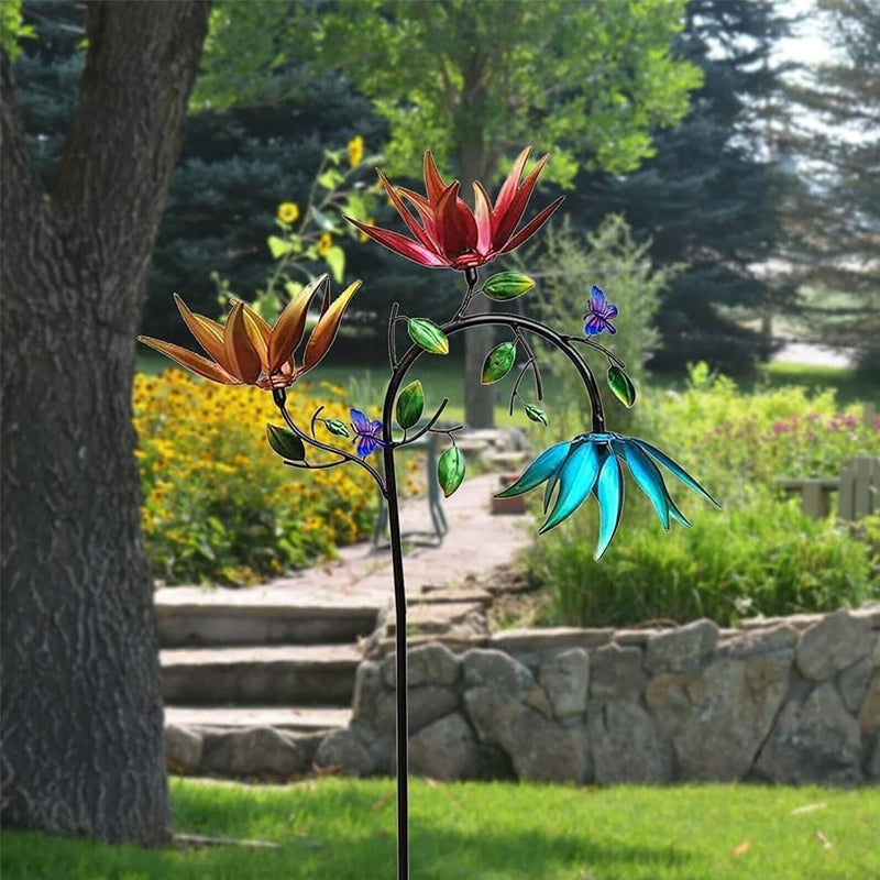 Beautiful Summer Multi Colored Flowers Wind Spinner