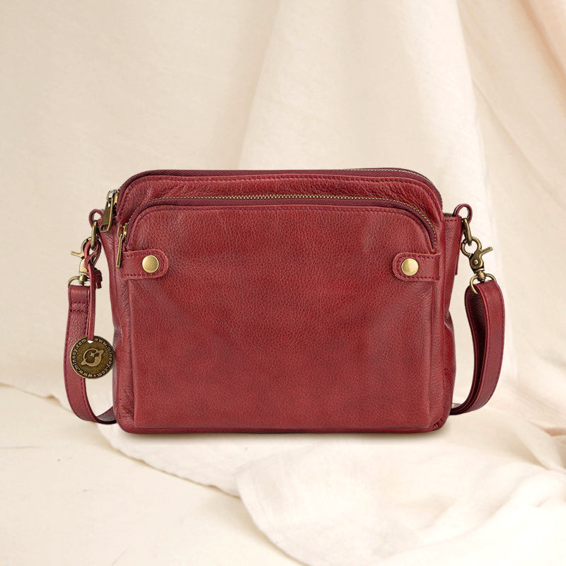 Three-Layer Leather Crossbody Shoulder & Clutch Bag