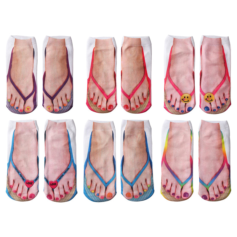 🔥Women Manicure Print Flip Flop Socks