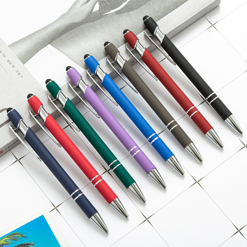 Metal push aluminum rod ballpoint pen, 8 pcs