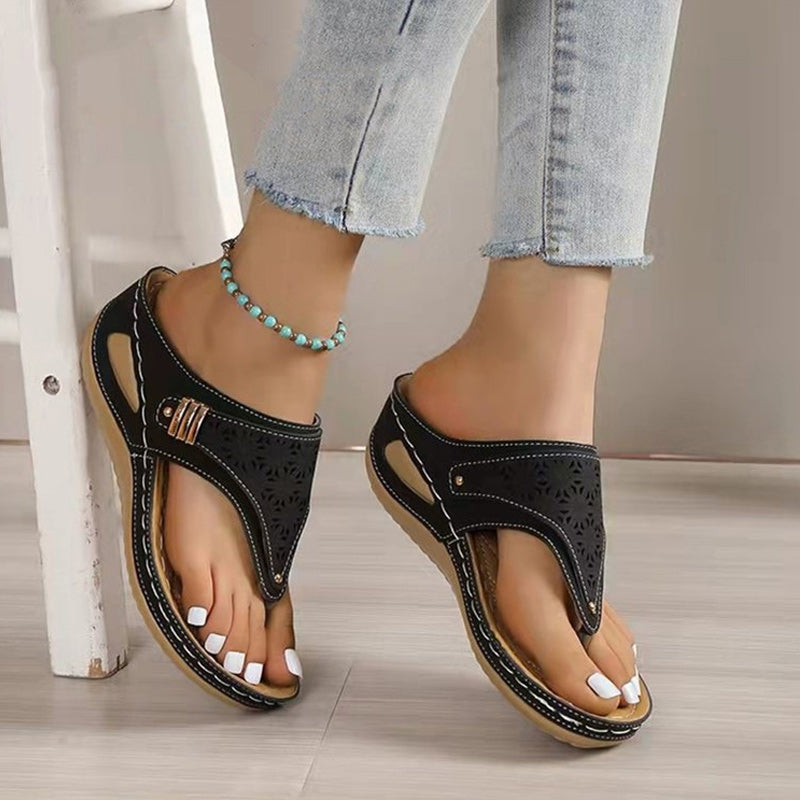 Chunky Sole Cutout Flip Flops