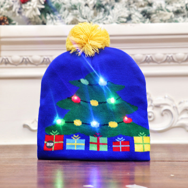 Colorful luminous knitted Christmas hat