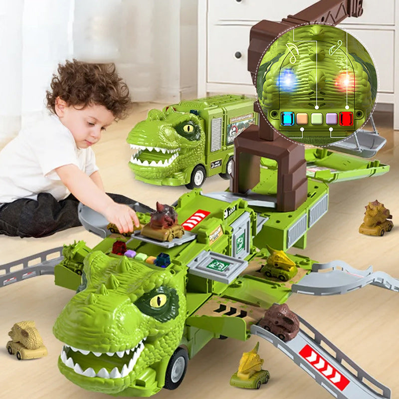 New Dinosaur Transforming Engineering Truck Track Toy Set