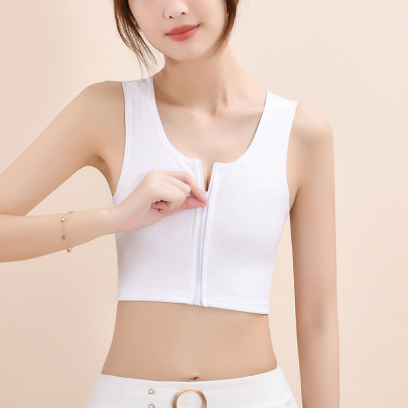 Thin front-zip bustier tank top