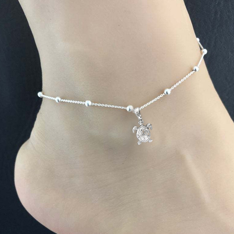 Filigree Turtle Beaded Sea Turtle Charm Anklet /Bracelet