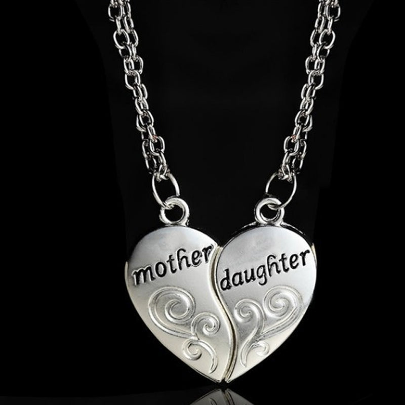 Mother and daughter heart necklace