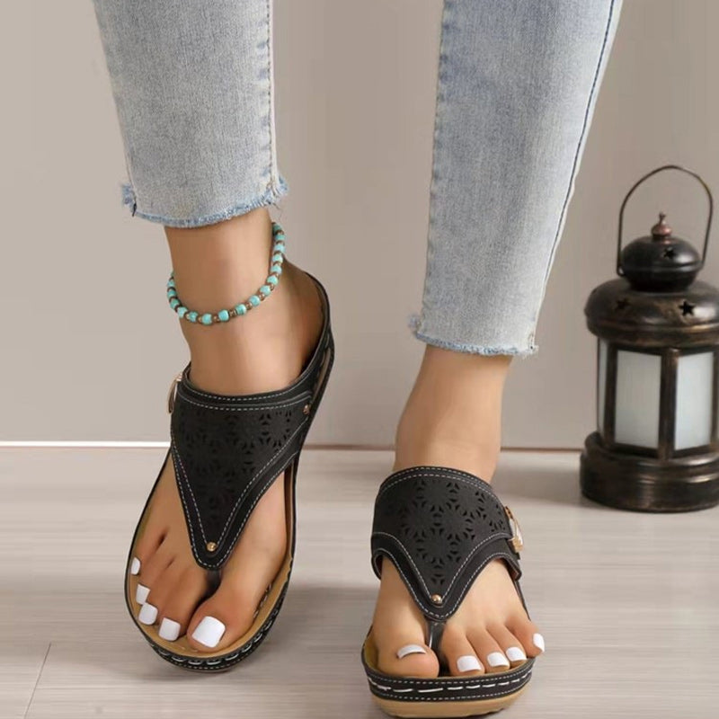 Chunky Sole Cutout Flip Flops