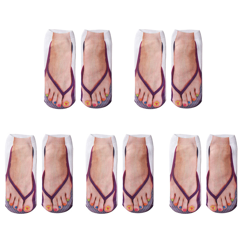 🔥Women Manicure Print Flip Flop Socks